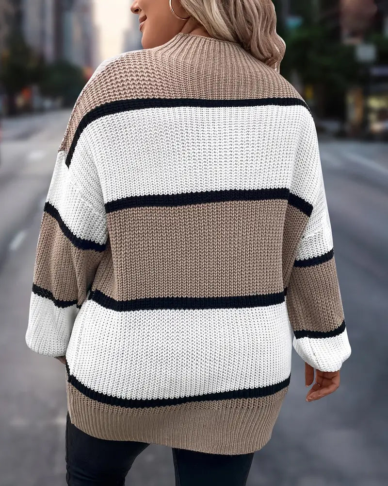 Drune | Pullover mit Kontraststreifen und Drop Schulter