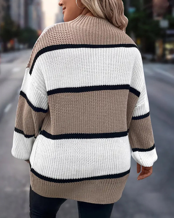 Drune | Pullover mit Kontraststreifen und Drop Schulter