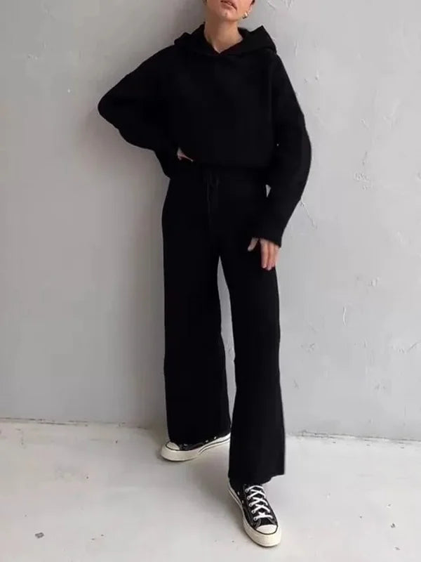 Drune | Luxus Frau Hoodie Gestreiftes Set