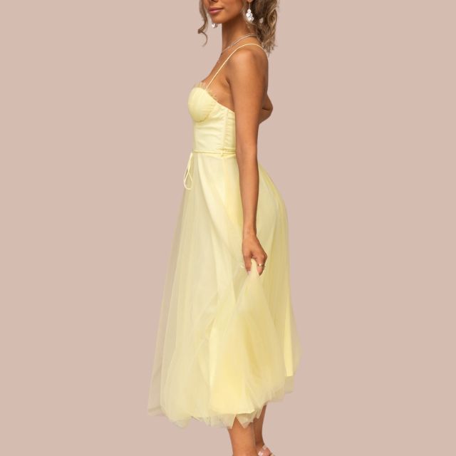 Drune | Spaghetti-Träger-Tüll-Midikleid
