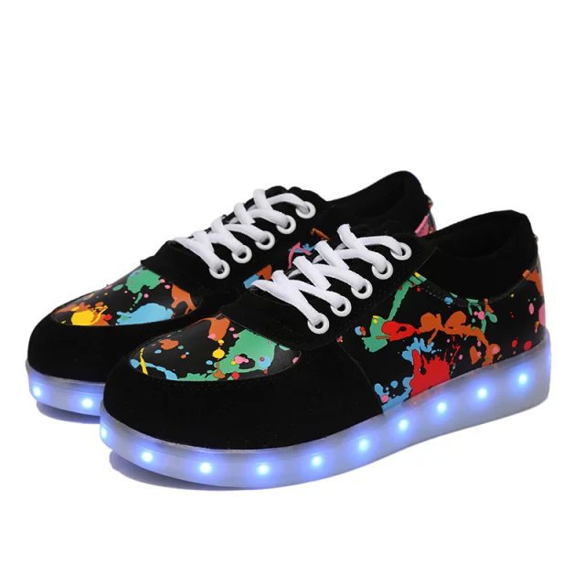 Damen nan LED-Leuchtsneaker mit Farbklecks-Design und stoßdämpfender Lichtsohle Drune