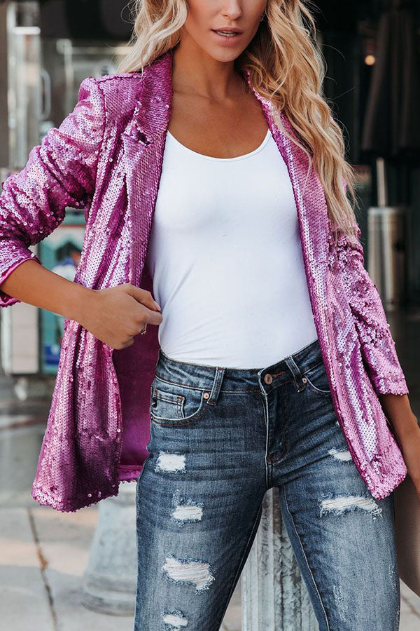 Drune | Moderner Blazer mit langen Ärmeln und Pailletten für Damen