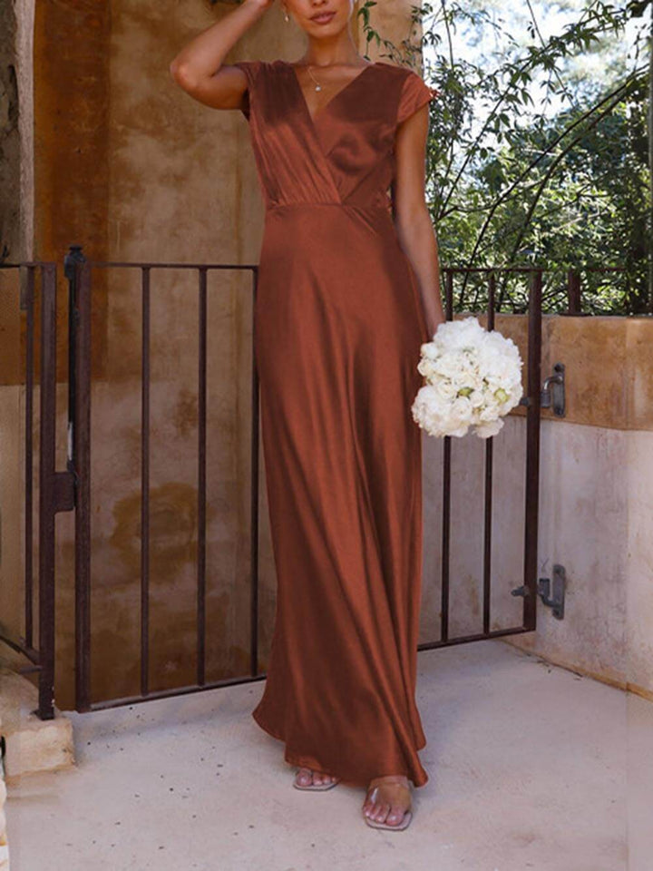 Drune | Satiniertes Fishtail Maxikleid Mit V-Ausschnitt Für Damen