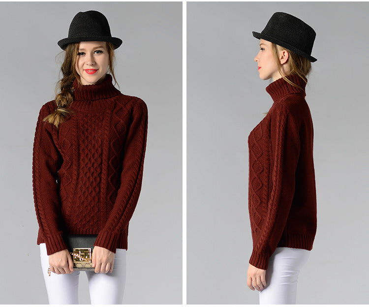 Drune | Damen Rollkragenpullover mit langen Ärmeln und Kabelstrick