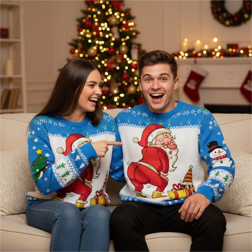 Drune | Lustiger Santa Print Pullover - Hässlich & Gemütlich Unisex Pullover