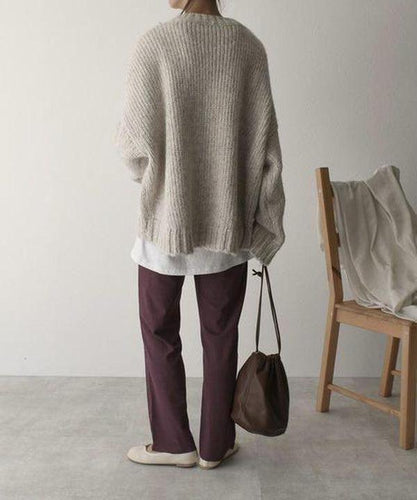 Drune | Überdimensionierter Strickpullover mit Tasche Wollmischung Lässig und Warm