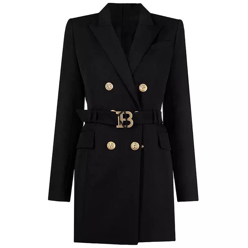 Drune | Doppelreiher Blazer Kleid - Goldene Knopfakzente - Maßgeschneiderte Eleganz - Vielseitiger Stil