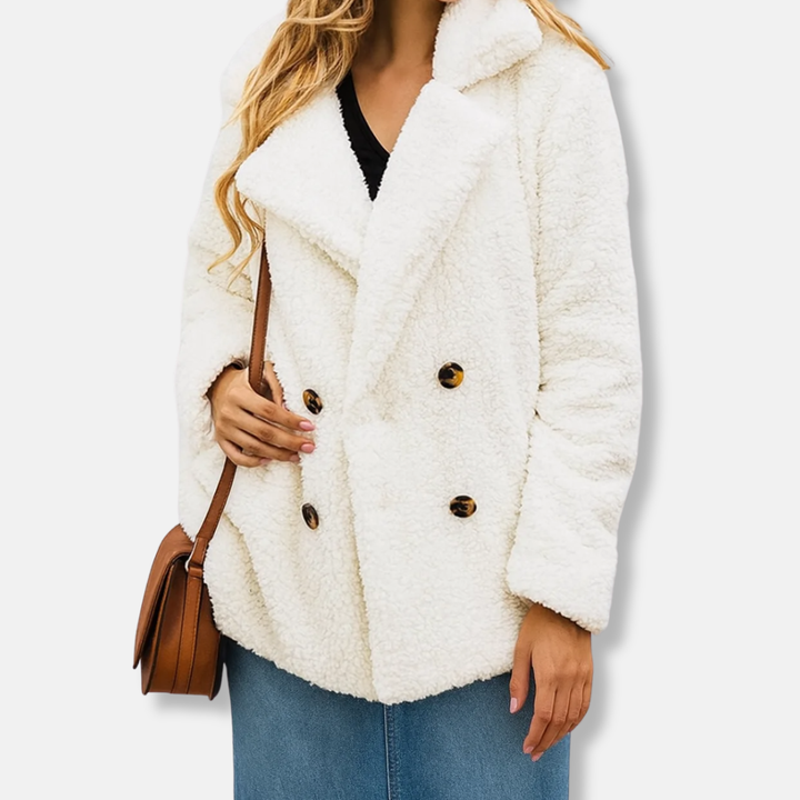 Drune | Damen Fleecejacke – Entspannte Passform – Sherpa-Gefühl – Doppelreihig mit Reverskragen