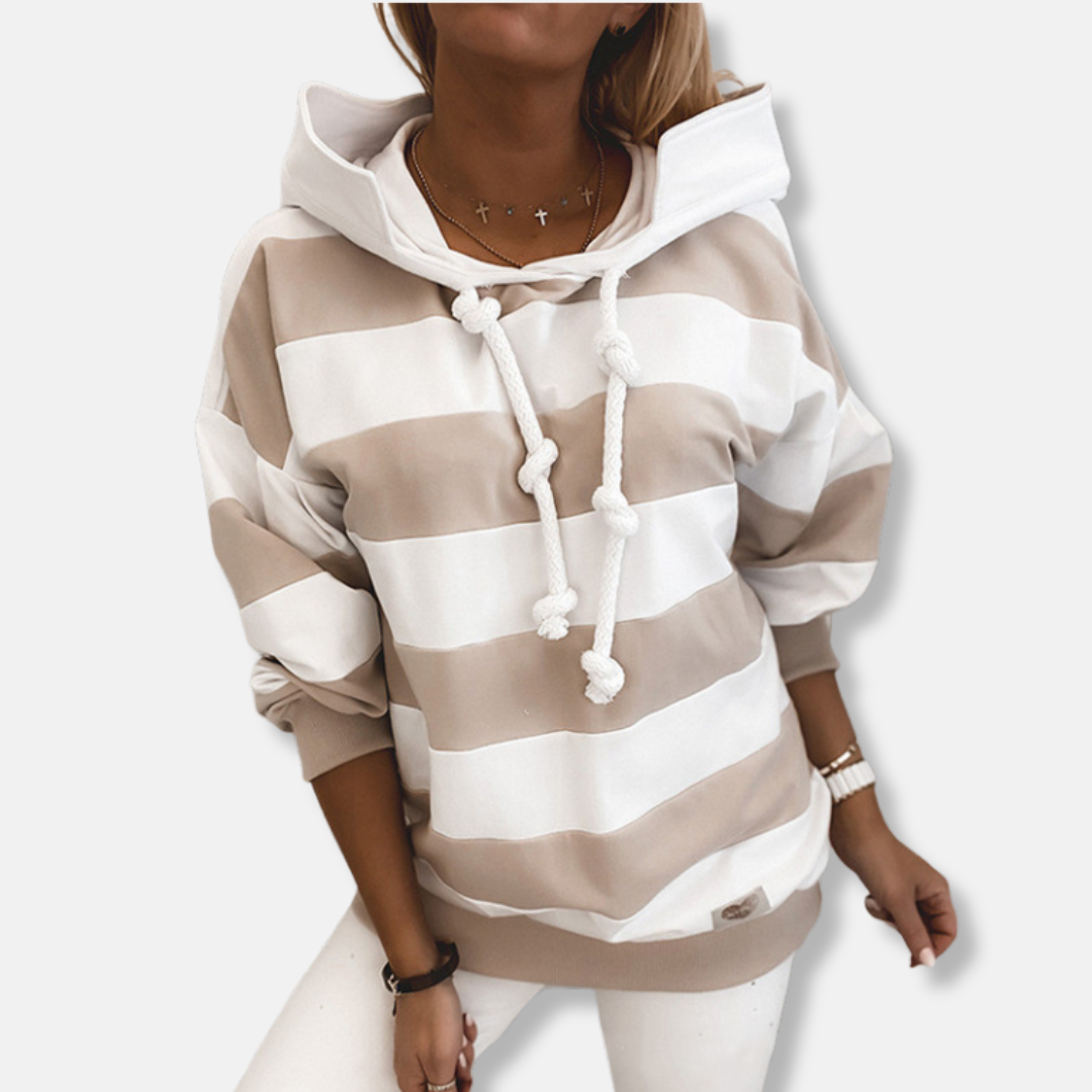 Drune | Lockere Passform Hoodie - Gestreifter lässiger Hoodie