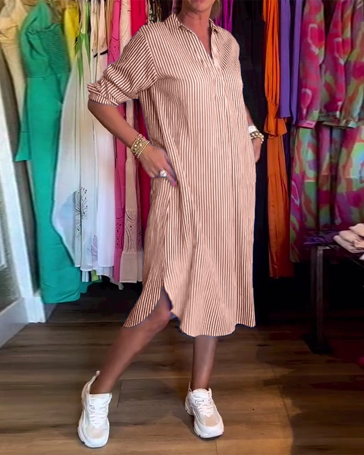 Drune | Gestreiftes Hemdkleid In Lässiger Passform