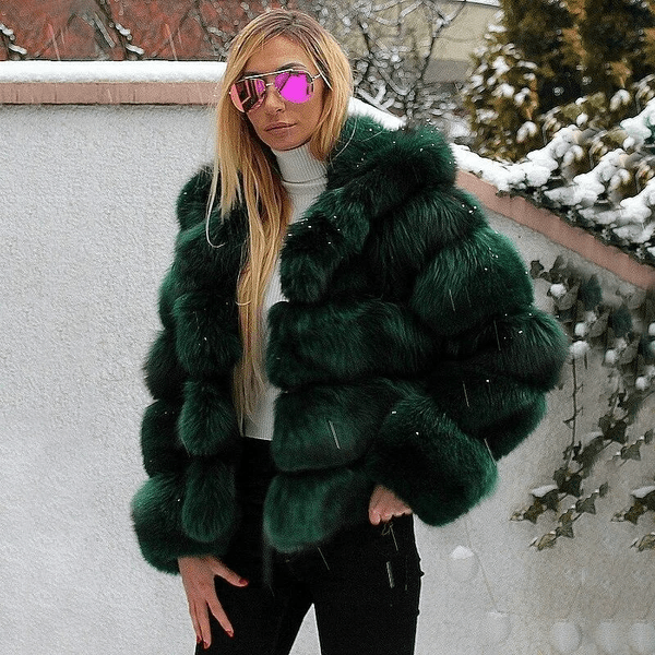 Drune | Oversized Kunstpelz-Mantel - Plüsch & Warm - Kapuzen-Winterjacke