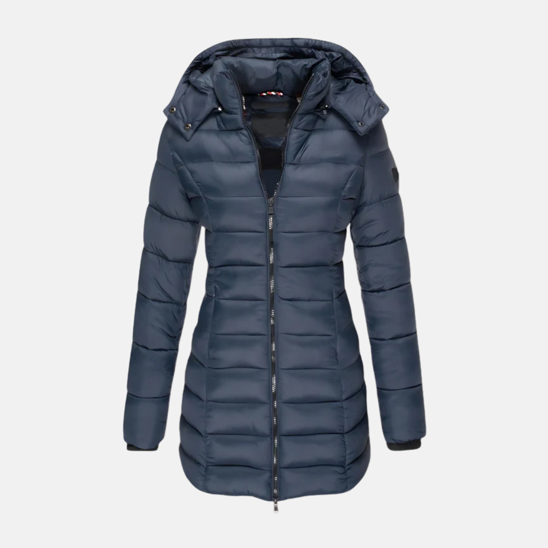 Drune | Pufferjacke - Slim Fit - Gepolstert - Mittellang - Mit Kapuze und Rippbündchen