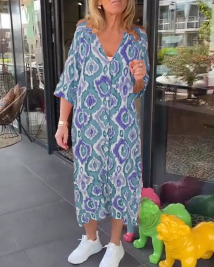 Drune | Kleid mit Motivdruck und Halbärmeln