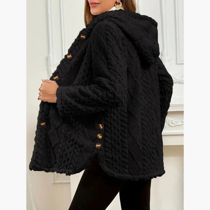Drune | Gemütlicher Hoodie mit Teddy-Pullover und Knopf vorne für Damen