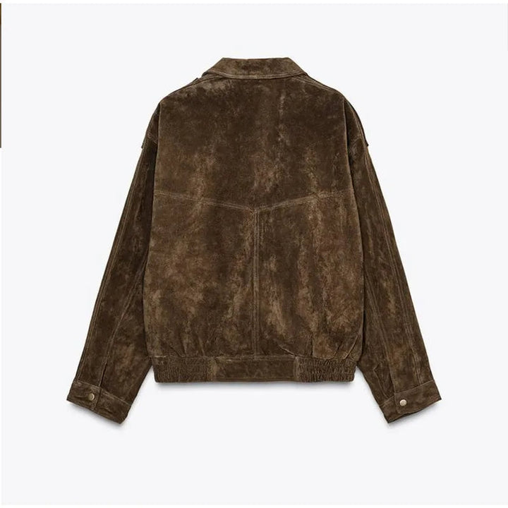 Drune | Wildlederlook Jacke mit Reißverschluss und Reverskragen