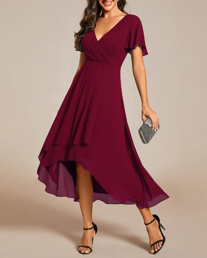 Drune | Kleid mit V-Ausschnitt und Rüschenärmeln