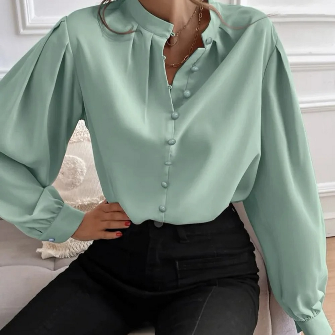 Drune | Weiße Elegante Damenbluse mit Blumenmuster und Kragen