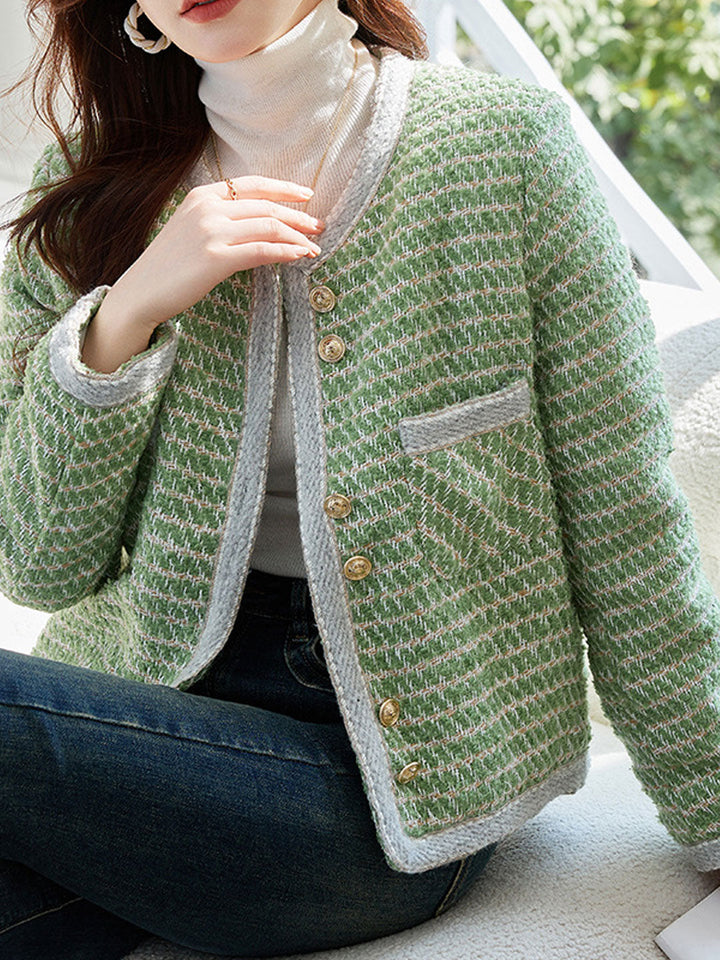 Drune | Klassische Rundhalsgarnknopf-Tweedjacke