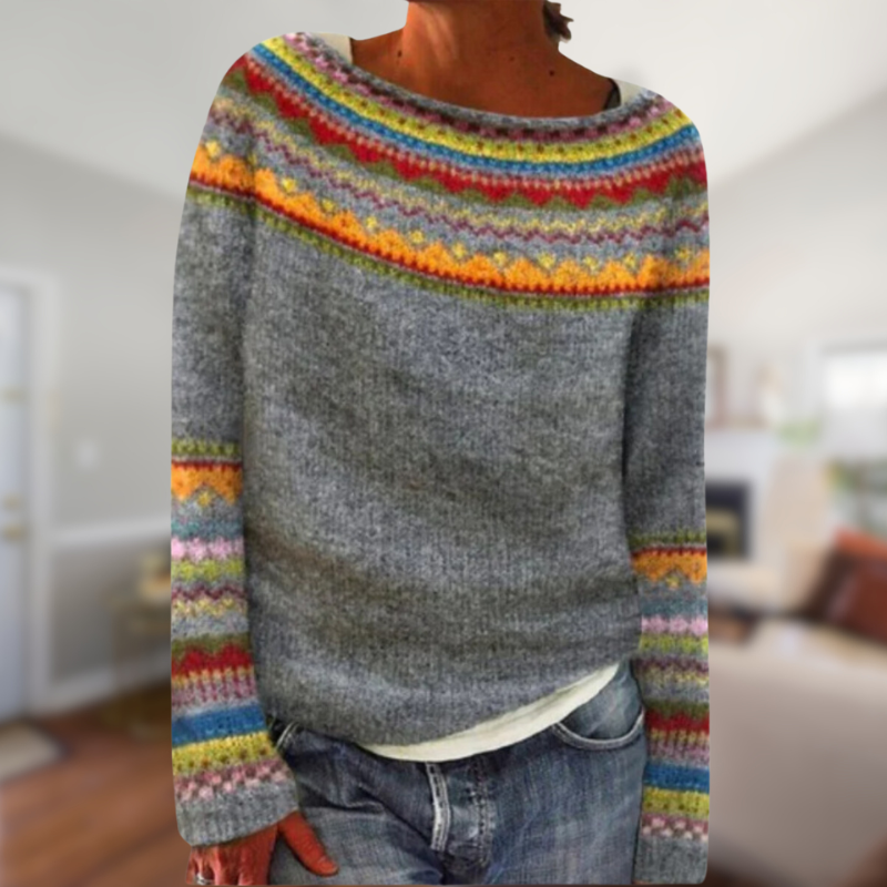 Drune | Langärmlig bedruckter Retro-Pullover