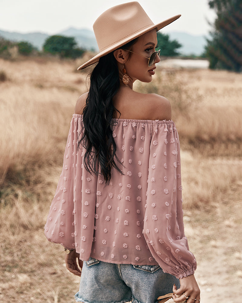 Drune | Off Shoulder Laterne Langärmeliges Rüschentop