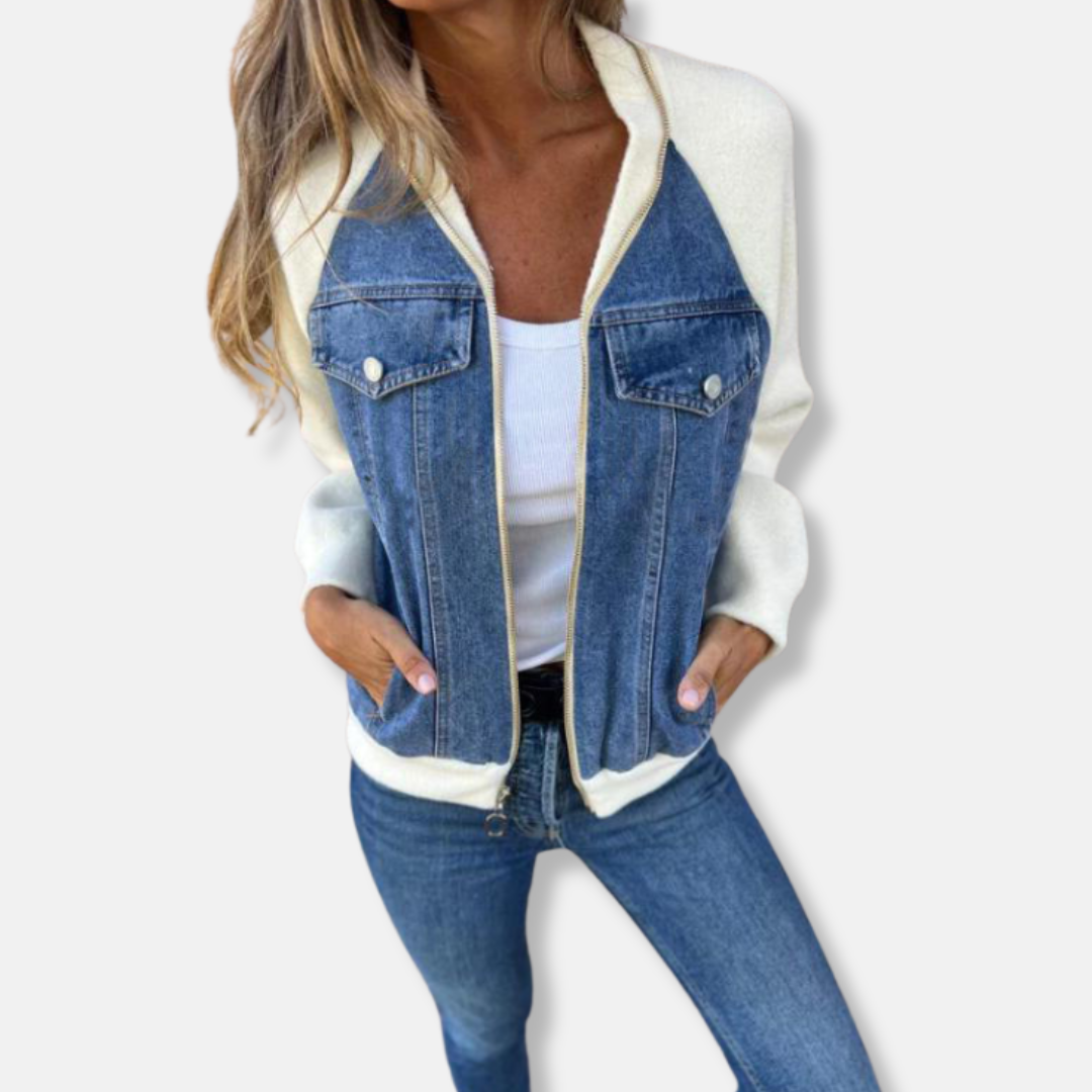 Drune | Bomberjacke Wollmischung Denim Details Reißverschluss Reguläre Passform