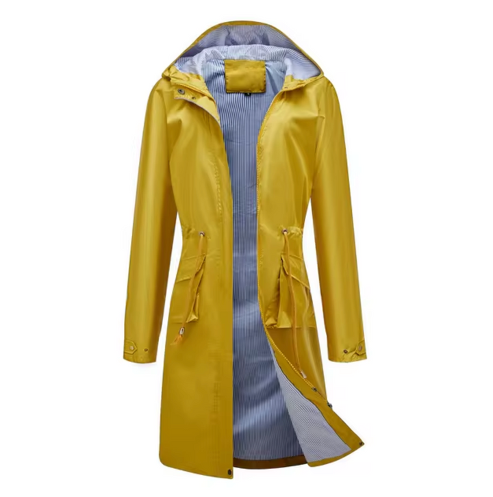 Drune | Lange wasserdichte Jacke mit Kapuze für Damen
