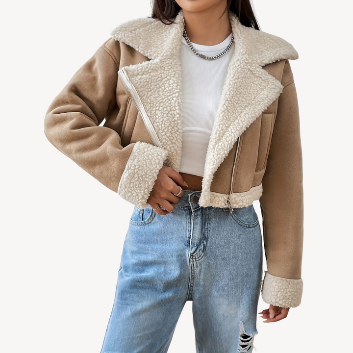 Drune | Damen Kunstfell Wildlederjacke