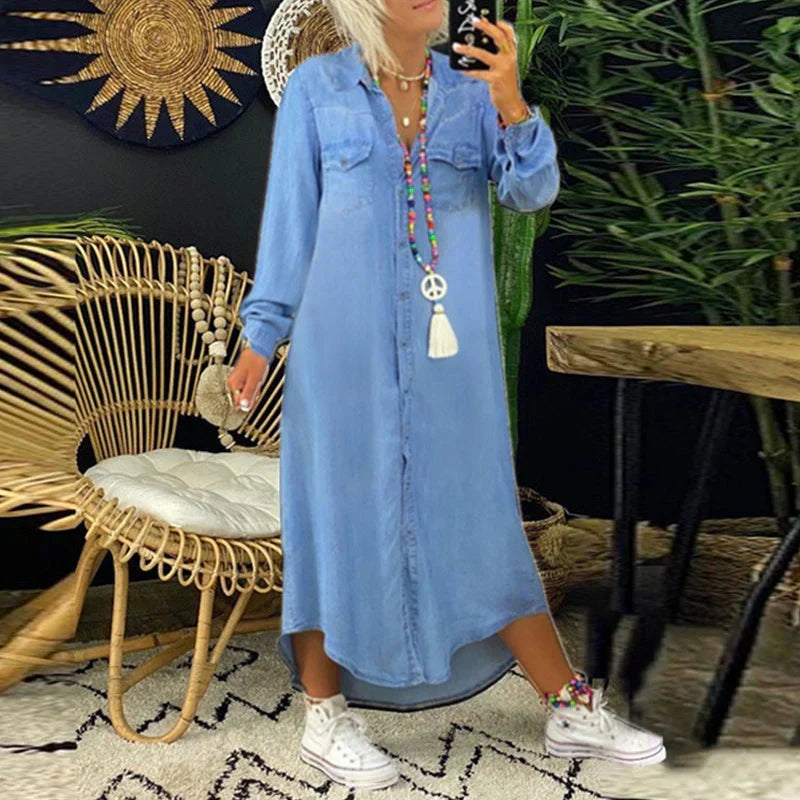 Einfarbiges Jeanskleid für Damen