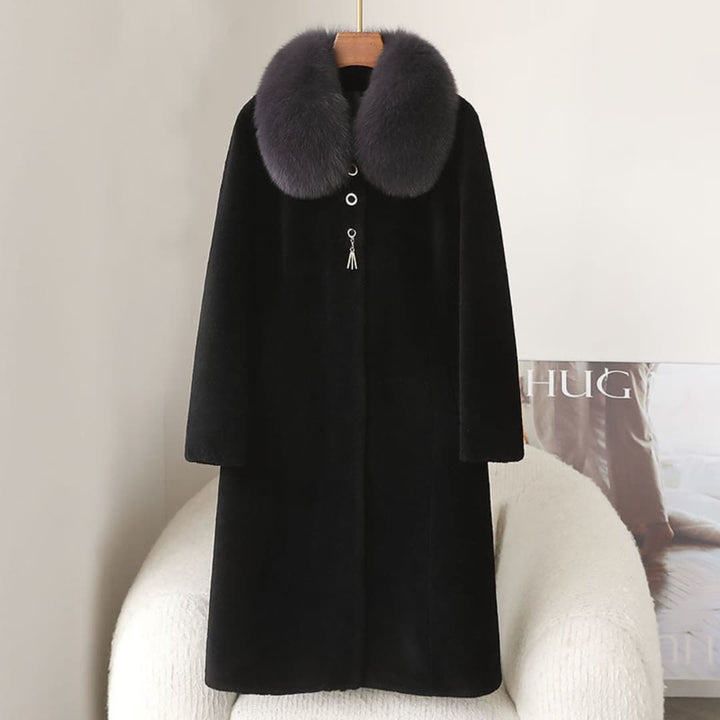 Drune | Eleganter Minkmantel mit Fuchsfell für Damen