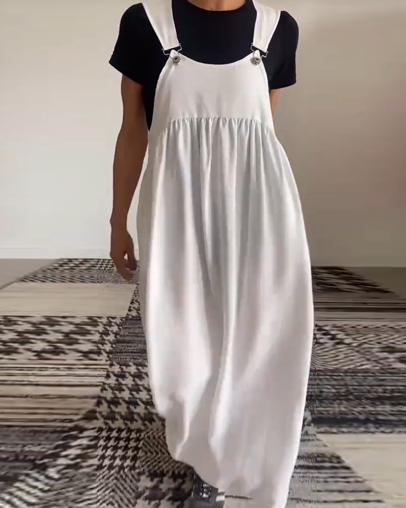 Drune | Kleid Lässig Einfarbig Hosenträger