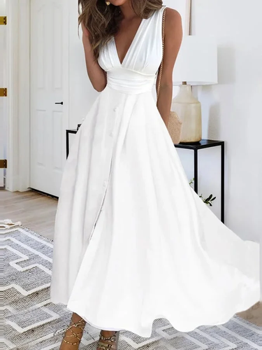 Drune | Elegantes Langes Bankettkleid mit Überkreuztem V-Ausschnitt