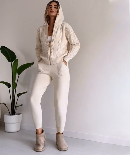 Drune | teilige gestrickte Lounge-Set - trendiger Hoodie und Jogginganzug für Damen