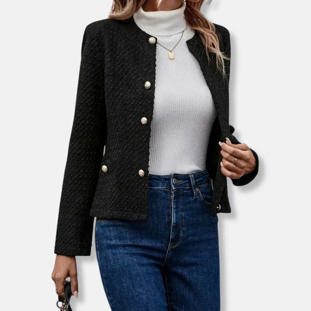 Drune | Wollen Kragenlose Jacke Knopf Front Anlassjacke
