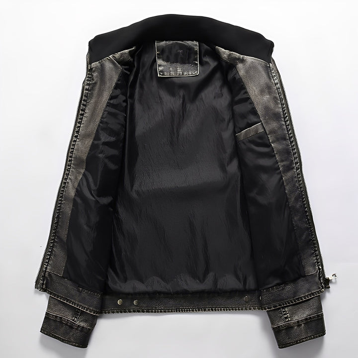 Drune | Klassische Lederjacke mit Taschen für Männer