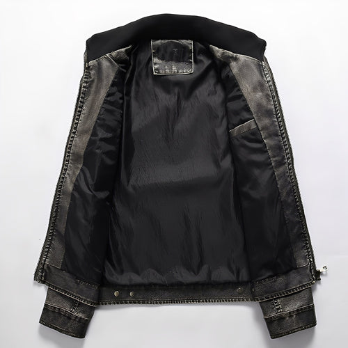 Drune | Klassische Lederjacke mit Taschen für Männer