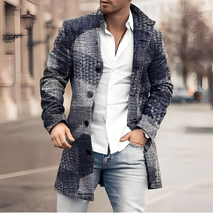 Drune | Lässiger Langer Tweed-Mantel für Herren
