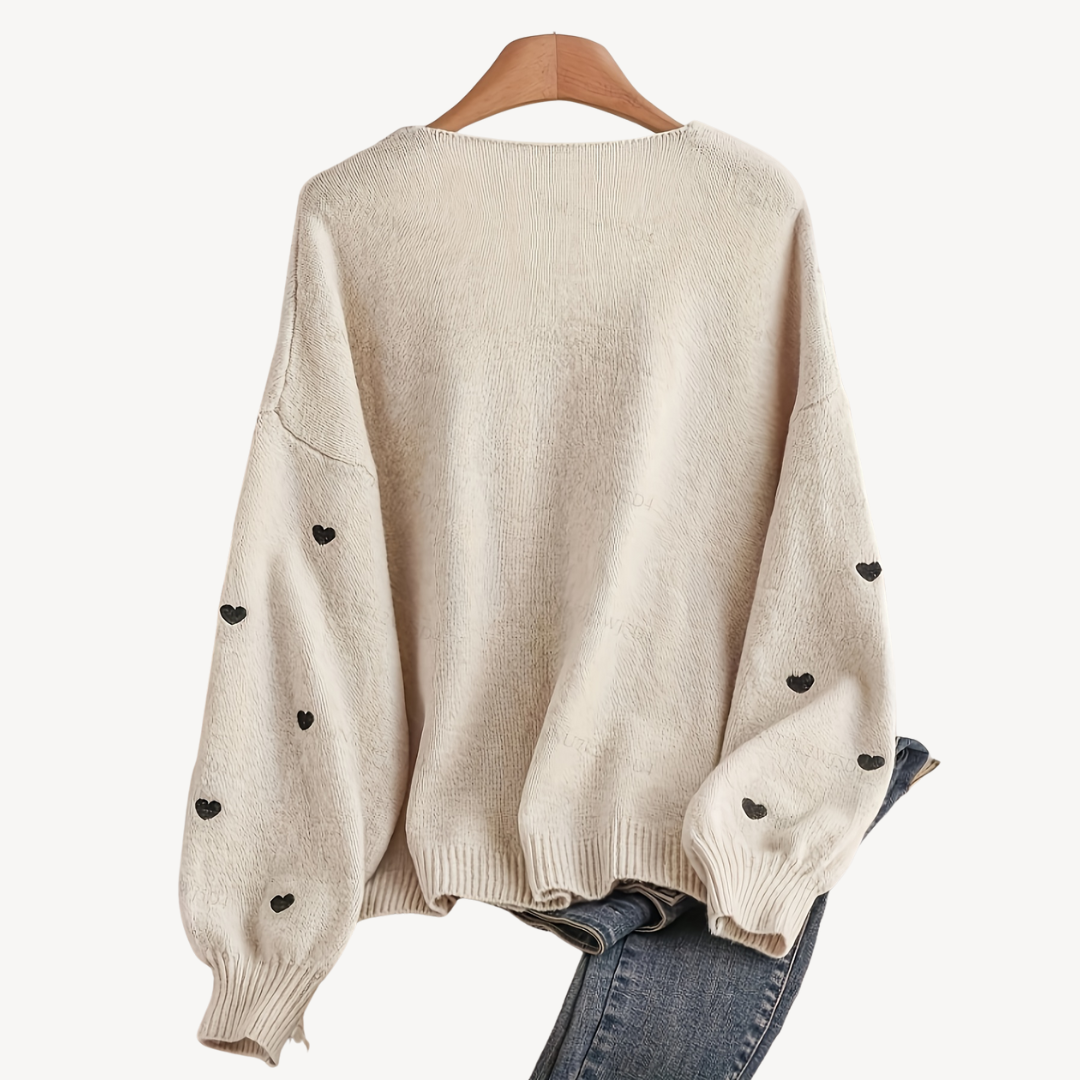 Drune | Herzdruck Baumwoll-Cardigan für Frauen