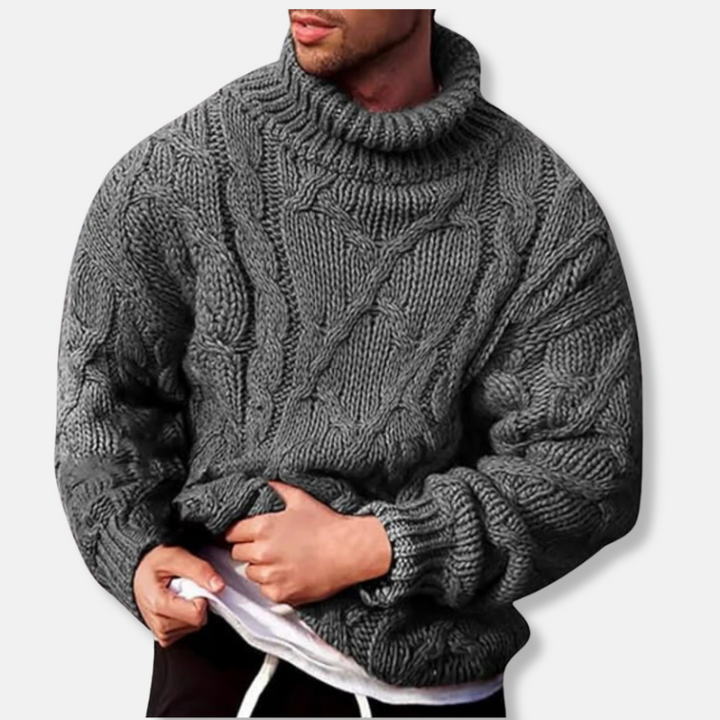 Drune | Rollkragen Wollmischung Lockere Passform Zopfmuster Pullover