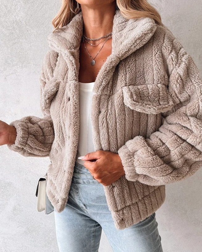 Drune | Warmer Damen-Teddy-Mantel Kurz