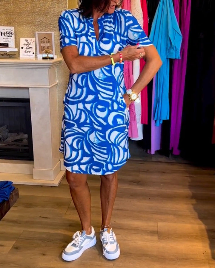 Drune | Lässiges Kurzärmeliges Kleid mit Print