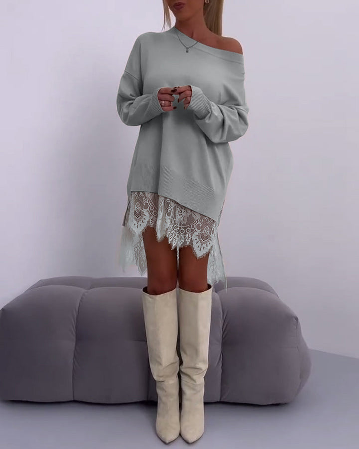 Drune | Einfarbiger Schulterfreier Schmaler Pullover