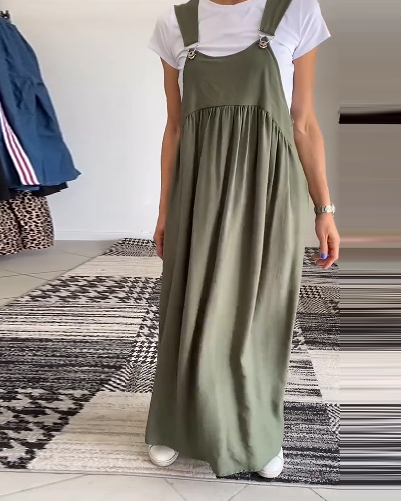 Drune | Kleid Lässig Einfarbig Hosenträger