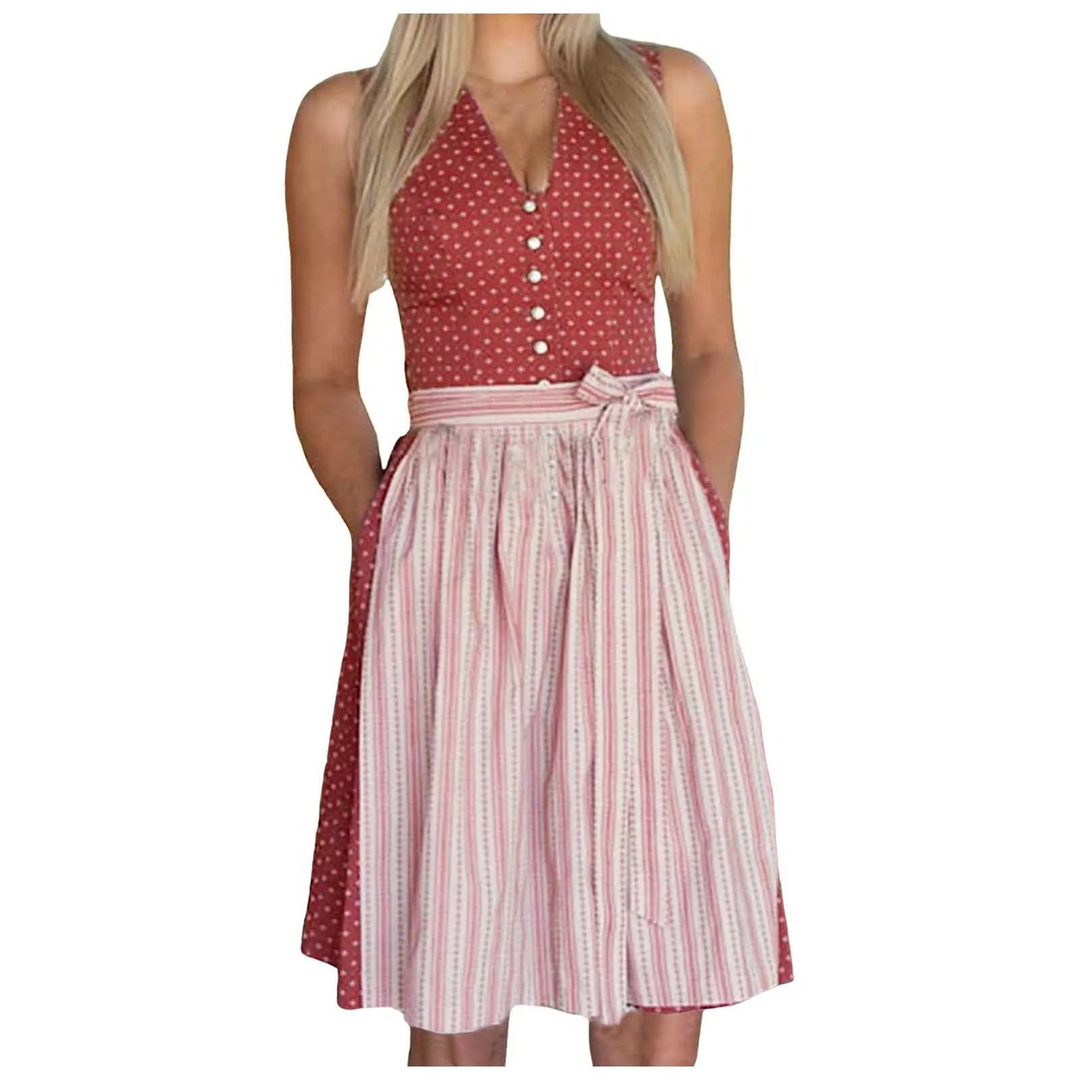Drune | Damen Traditionelles Outfit mit Taillengürtel und Stickerei
