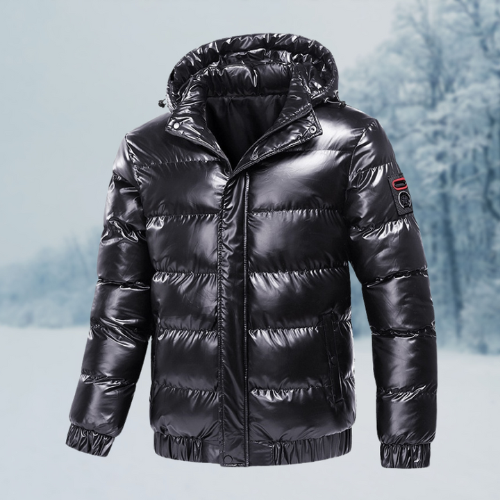 Drune | Stylische Glänzende Pufferjacke mit Kapuze für Herren