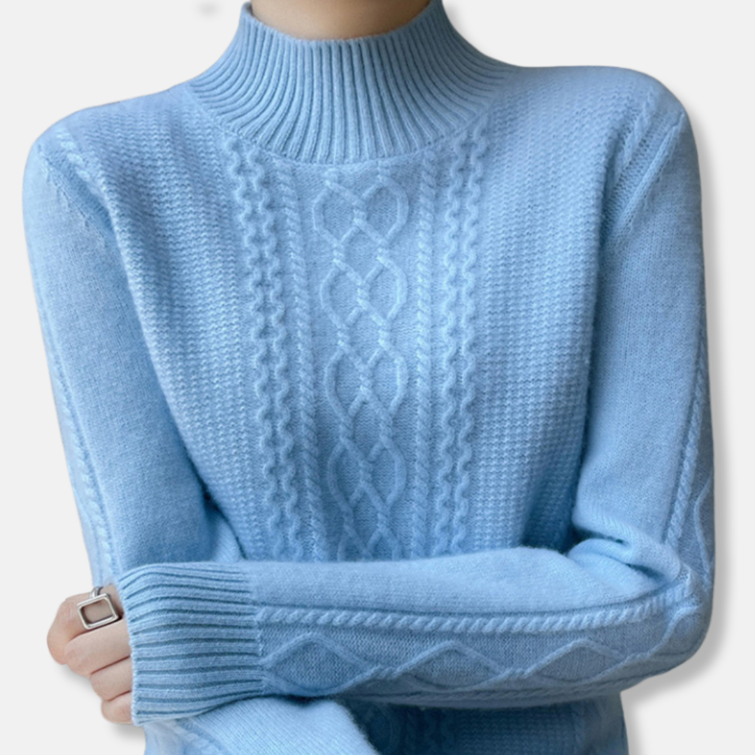 Drune | Sweater - Soft-Touch Strick - Lockere Passform - Mock Neck - Kabelstrickmuster