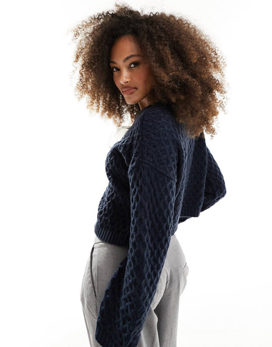 Drune | Kontrast Kurzer Binde-Cardigan
