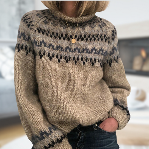 Drune | Isländischer Strickpullover mit Muster Wollmischung Warm und Zeitlos