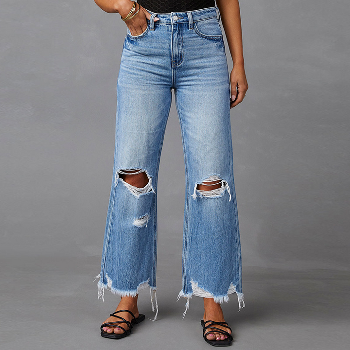 Drune | Hochgeschnittene Jeans mit Löchern für Frauen