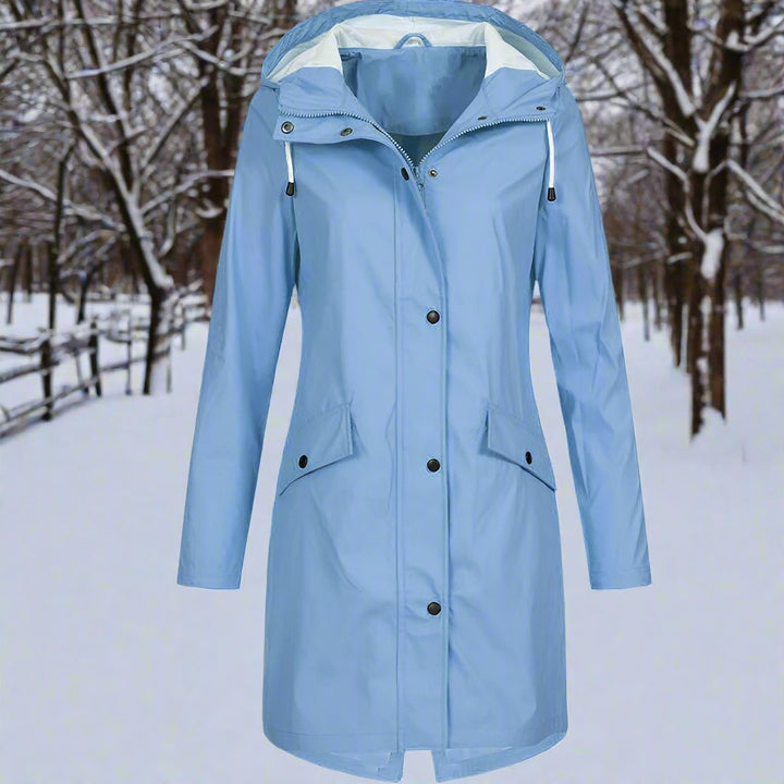 Drune | Kapuzenregenjacke Lässige Passform Mid Thigh Regenjacke