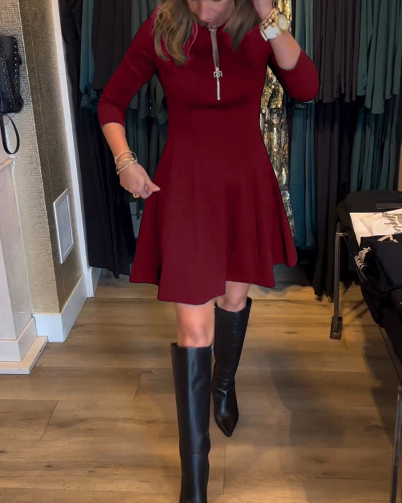 Drune | Kleid mit Einfarbigem Reißverschluss